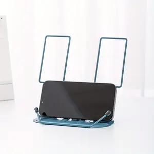 Adjustable Metal Desktop Bookshelf, Portable Recipe File Holder, Durable Typing Stand, Fits Recipes, Textbooks, Tablets, Sheet Music, with Page Clip, Desk Accessories