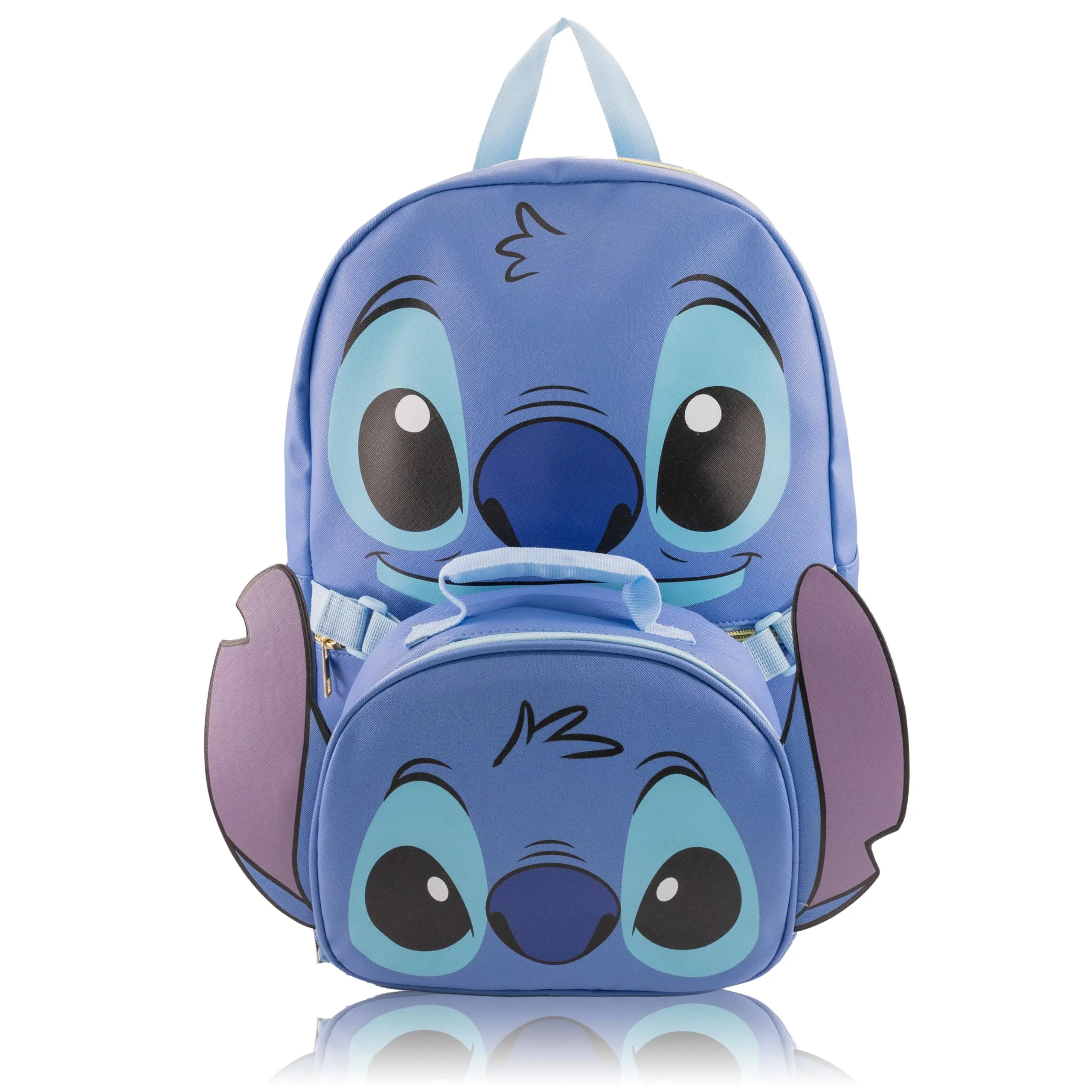 Fast Forward Stitch Backpack With Lunch Box, Blue Backpack for School and Reusable Lunchbox