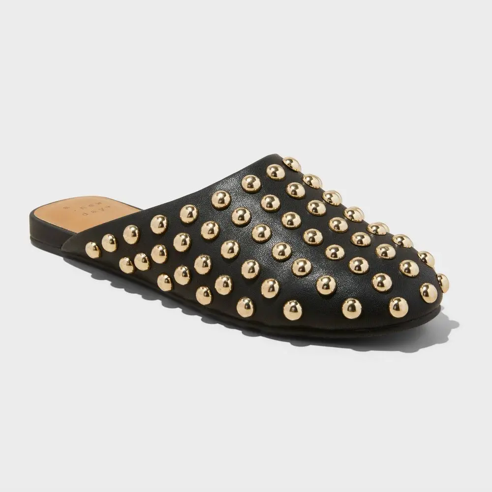 Women's Channing Studded Slip On Mule Flats with Memory Foam Insole - A