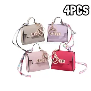 4PCSMini Kelly-Style BagKeychain Bracelet Keychain Cute Purse Bag Charms Car Keys Jewelry Lipstick Accessories Gifts for WomenPVC Waterproof Walletchain Stylish Accessory for Everyday Use
