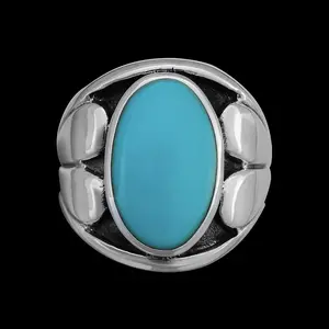 Size 9-925 Sterling Silver Large Oval Turquoise Resin Ring, Curved Split Heart Design, Handmade Gemstone Jewelry, Statement Birthstone Band