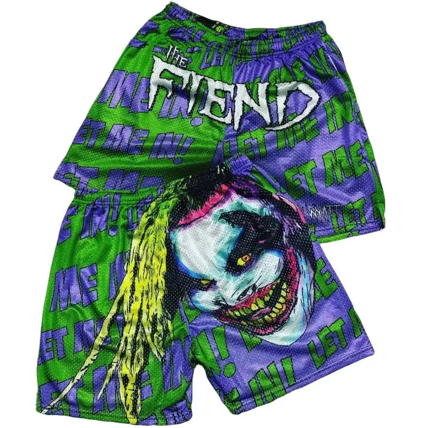Purple and green color clash, terrifying ugly monster Gym Shorts