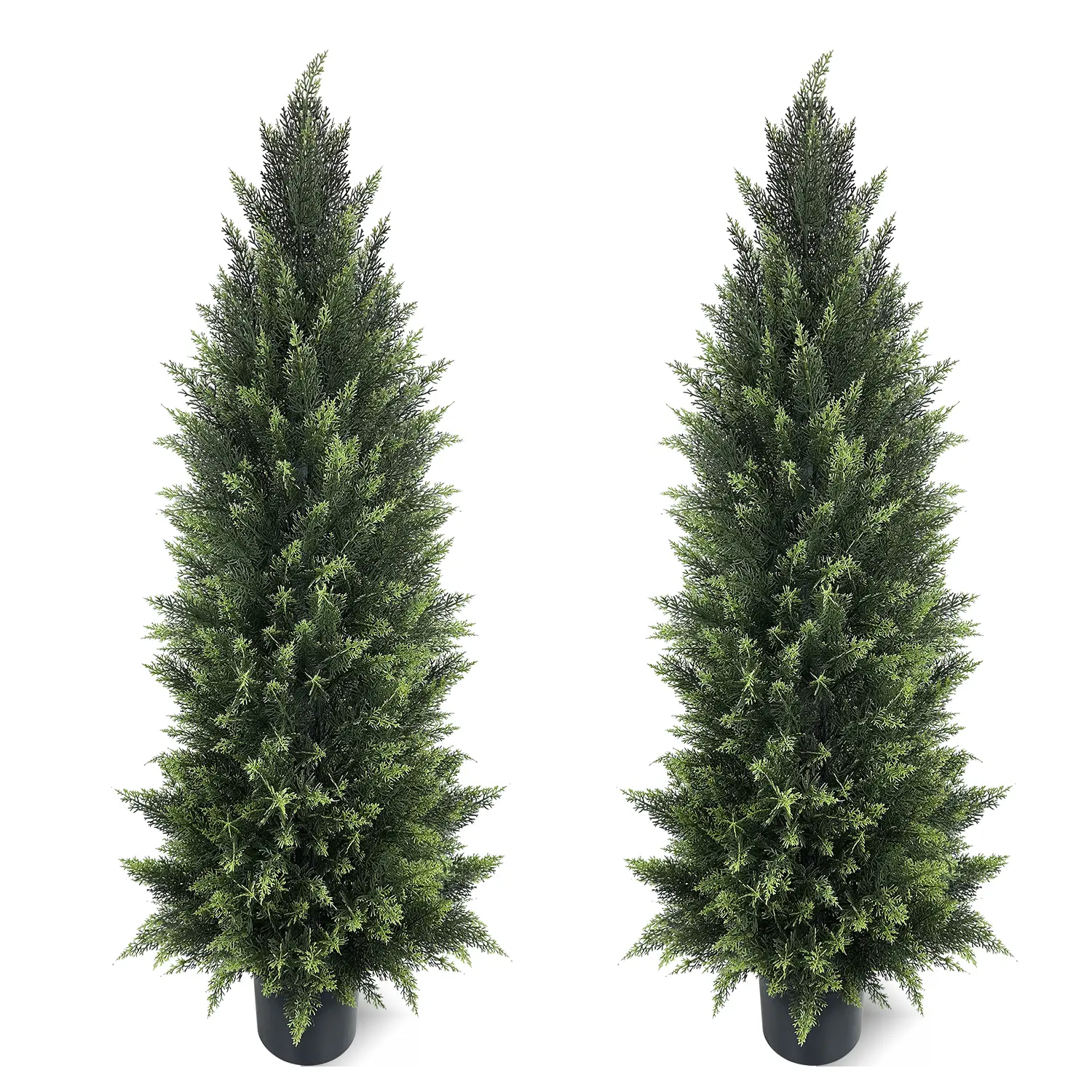 4FT Decorative Faux Greenery Artificial Cedar Topiary Trees (2-Pack) - UV-Protected Potted Fake Pine Trees, Lifelike Tall Plants for Porch & Garden, Ideal Housewarming Home Decor, Faux Greenery Artificial Trees