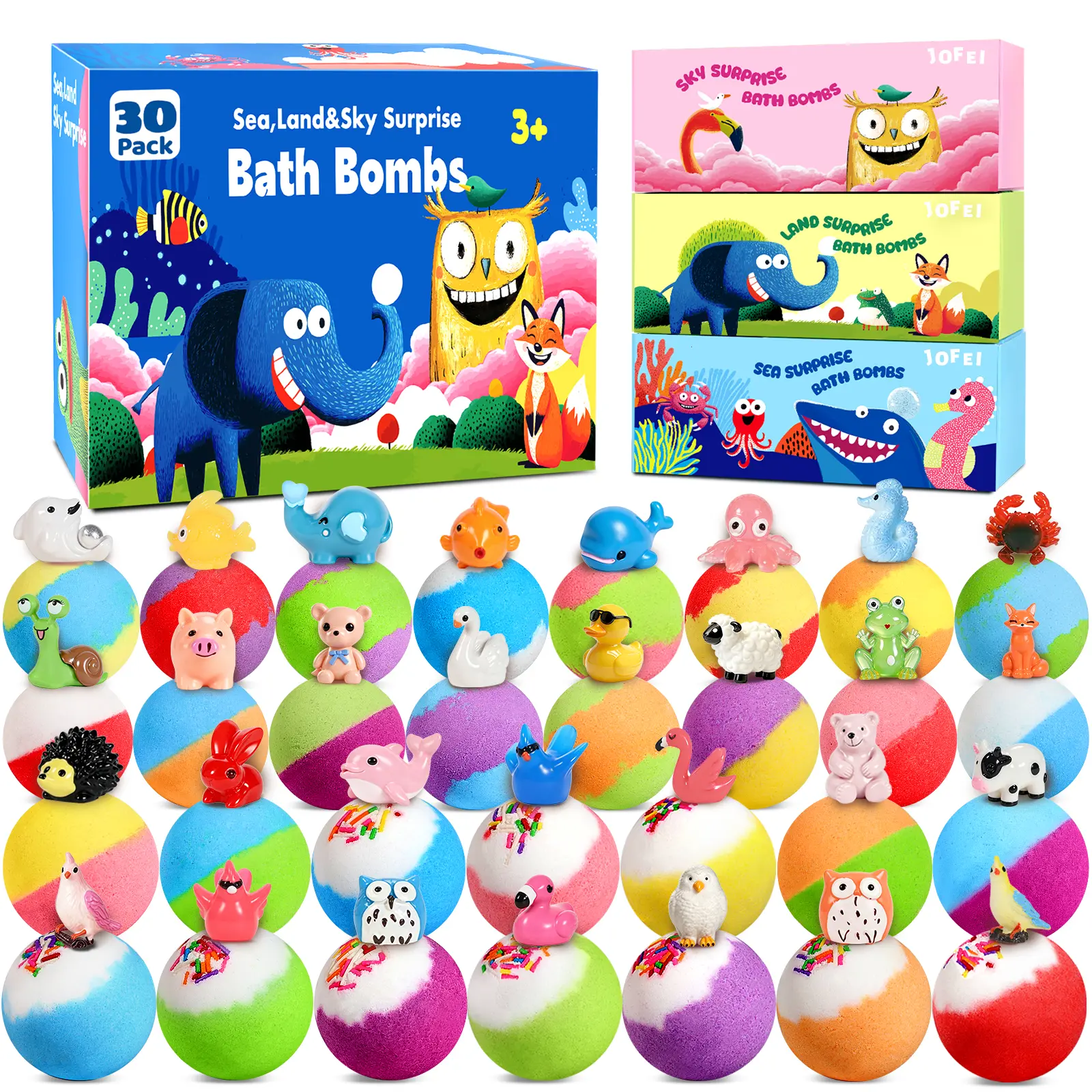 Bath Bombs for Kids with Surprise Inside, 30 Pack Kids Bath Bombs Gift Set, Bubble Bath Fizzies for Children