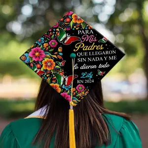 Mexican Para Mis Padre Graduation Cap Topper Class Of 2026 Custom Graduation Gift for Student Handcrafted Cap Decoration For 2026 Graduates