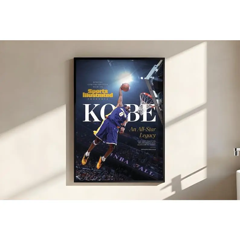 Kobe Bryant Sports Illustrated Cover Dunk Poster – #8 Lakers Basketball Wall Art