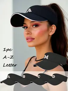 Outdoor Running Tennis Visor Hat for Women A-Z Letter Embroidered Breathable Sun Protection Adjustable Empty Top Sun Cap Sports Outdoor Hats