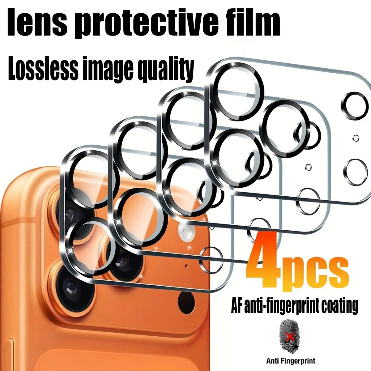 4pcs Camera Lens Protector Compatible iPhone 17/17 Pro/17 Pro Max/17 Air/16E/16/15/14/Plus/13/12/Mini/11,HD Clear Tempered Glass Full-Coverage Protection,Anti-scratch,Anti-fingerprint,Easy Installation
