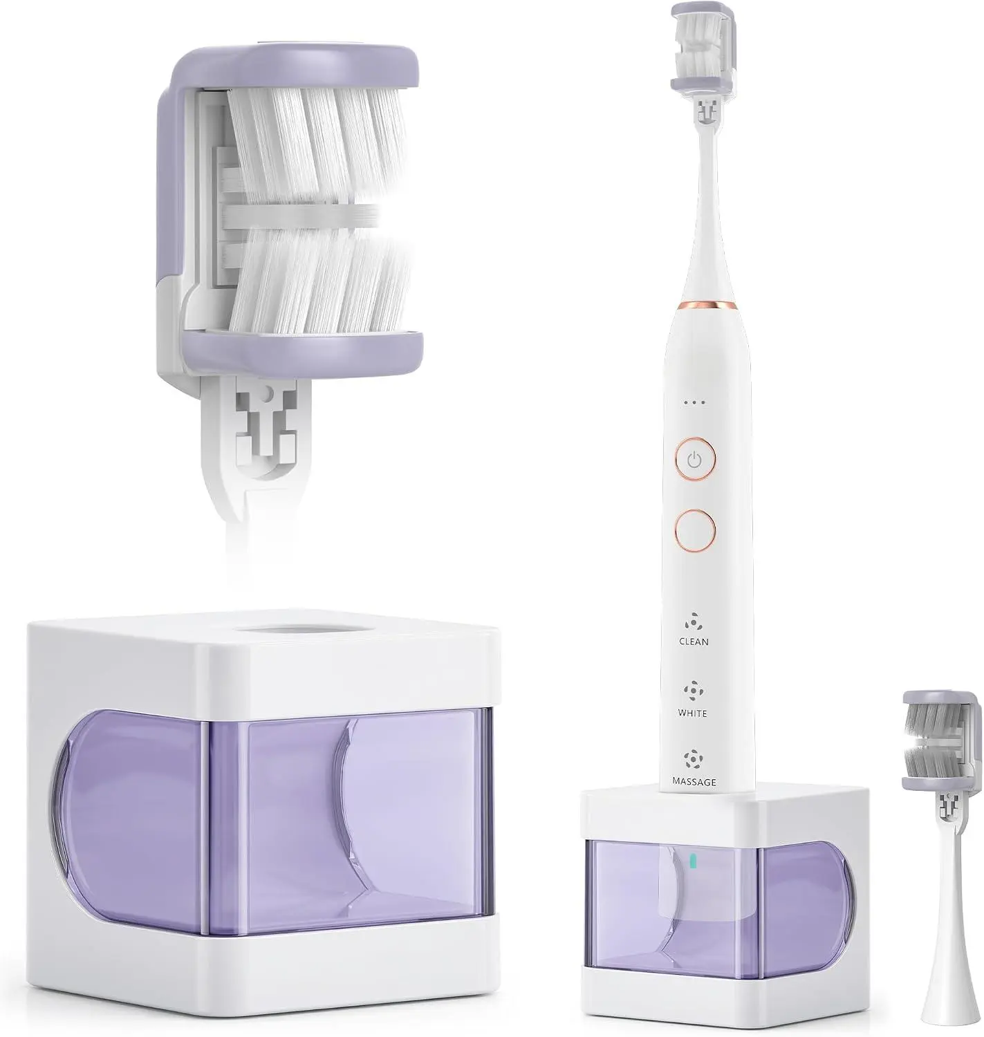 Adult 3-Way Sonic Electric Toothbrush for Phone Users, 25° Low-Angle Soft Brush Head, 180° Rotating Design, 30-Second Cleaning Reminder, Rechargeable, 90+ Days Battery Life, 3x3 Modes, White