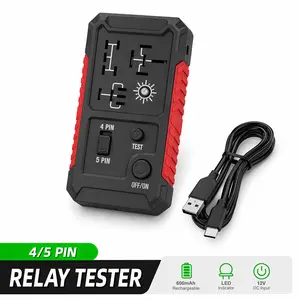 12V Rechargeable Relay Tester with LED Lighting, Portable Car Relay Diagnostic Tool for 4 & 5 Pin Relays