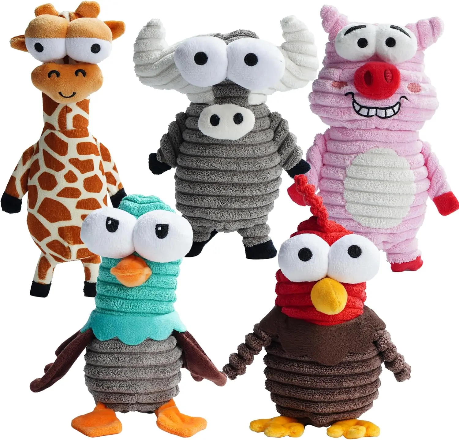Nocciola 5-Piece Entire Barnyard Interactive Chew Dog Toys, Squeaky, Durable, Stimulating Plush Toys for Small to Large Dogs, Christmas Gift #backtoschool #sohochic