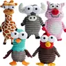 Nocciola 5-Piece Polyester Blend Fabric Animal Print Barnyard Dog Plush Toys, Interactive Chew, Built-in Squeaker, Durable Cartoon Design, Dental Health Boost, for Small to Large Dogs, Christmas Gift,familyfun