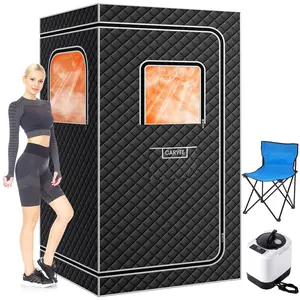 Garvee Portable Sauna Box for Home Use with 4L 1500W Steamer, Durable 600D Oxford Tent, Explosion-Proof Zipper, 99-Minute Timer, and Foldable Design for Convenient Home Spa Experience