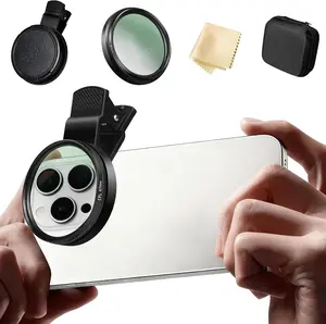 52mm Clip-on CPL Phone Camera Lens Filter Kit, Circular Polarizer Polarizing Filter Compatible with iPhone 17 16 15 14 13 12 11
