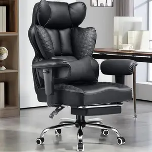 【Limited time deal】BM-CBX Big and Tall Gaming Chair 400lbs Heavy Duty Office Chair with Foot Rest & Ergonomic Pocket Spring Lumbar Support, High Back 3D Saddle Shaped Cushion for Back Pain Relief, Matte-Black
