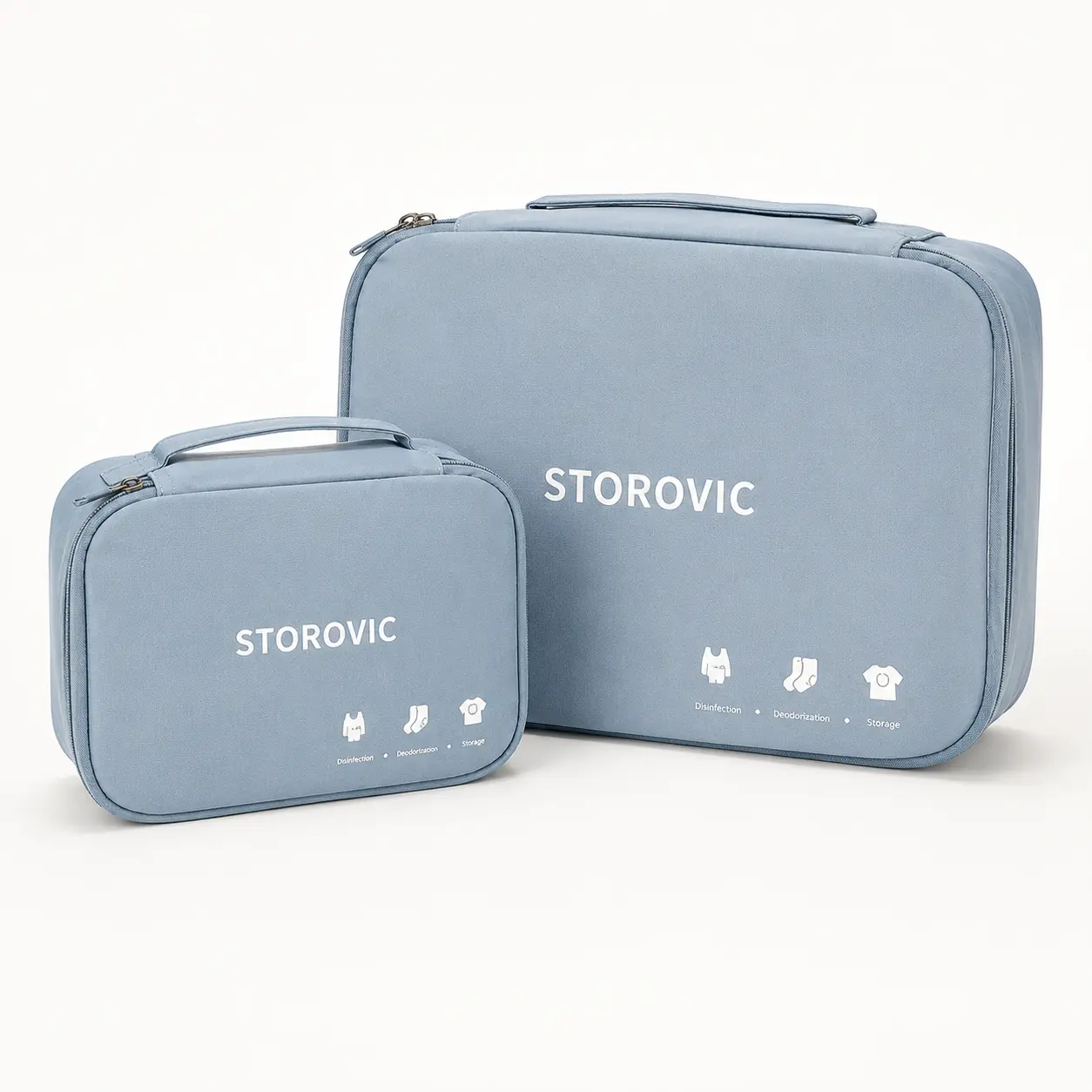 STOROVIC Travel Laundry Pouches, 2-Pack Layered Fabric Organizer Bags, Water-Resistant with Odor Control for Gym Clothes, Workouts & Dorm Room, Travel Pouches, Light Moisture, Nylon, Separates Clean & Worn Clothes, Weekend Trips, Zip, Closet Organization,