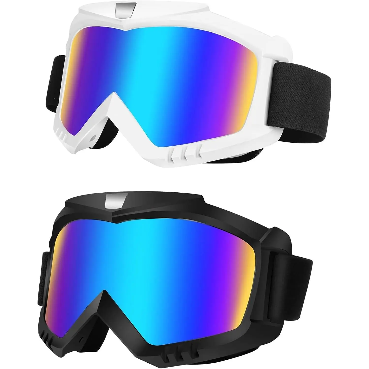 Offroad Motorcycle Racing Goggles - 2-Piece Set with Anti-Slipping Headband Grip, Cotton Strap, Elastic Adjuster, Windproof Protective Gear for ATV Riding