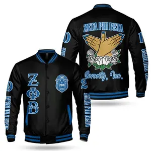 Zeta Phi Beta Varsity Jacket, Hand Sign Black Letterman, 1920 Sorority Greek Life Apparel, Unique ZΦΒ Finer Womanhood Sisterhood Member Gift