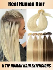 50Strands/Pack K Tip Hair Extensions Human Hair Keratin Tip Hot Fusion Hair Extensions Black Blonde Brown K Tip Human Hair Extensions 30g/pack Straight Hair Extensions