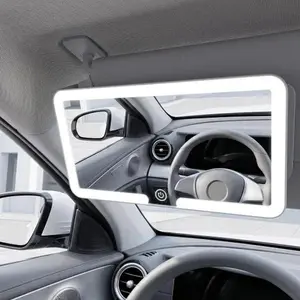 Car Sun Visor Vanity Mirror, 3 Light Modes & 60 LEDs, Rechargeable Dimmable Touch Screen Travel Makeup Mirror,Universal for Truck SUV-Car Accessories Essentials for Women（White)