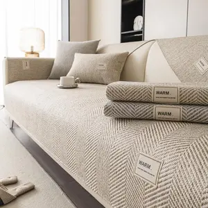 Solid Color Chenille Sofa Cover, Couch Slipcover, 1 Count Modern Non-Slip Washable Sofa Slipcover, Decorative Sofa Cover for Home Living Room, Pet-Friendly Sofa Protector