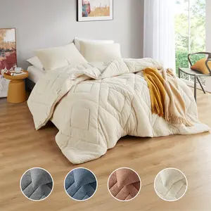 Main Street Double Diamond Quilted Teddy Comforter Set, 1 Comforter & 2 Matching Shams, Oeko-Tex Certified, Premium Fill Machine Washable