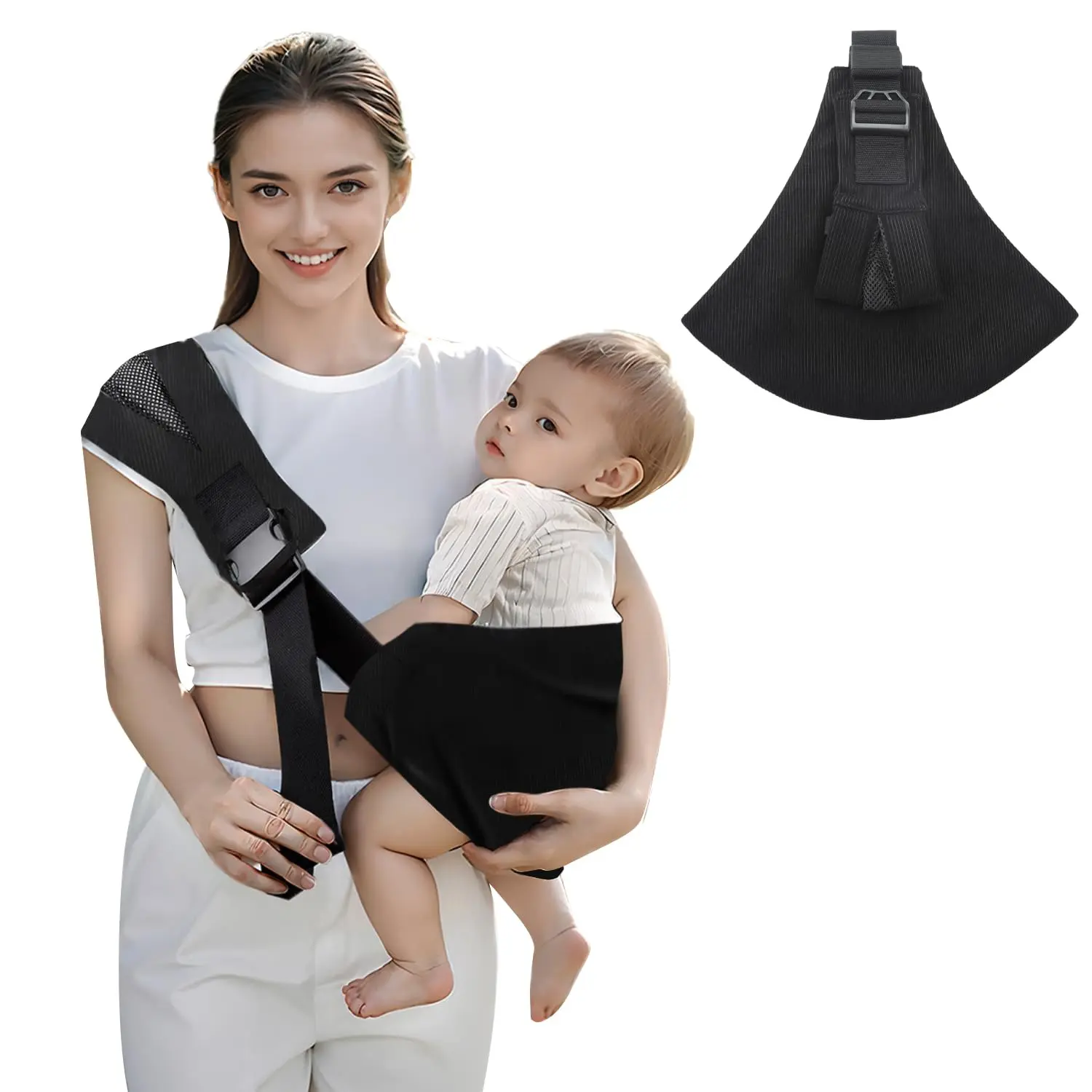 COCHILDOR Baby Sling Carrier, Toddler Carrier Sling with Double Safety Buckle and Adjustable Shoulder Strap(9-44lbs), Ergonomic Comfortable Baby Carrier, Machine Washable Easy With Baby Suitable For Newborns(Green/ Brown/ Colorful/ Apricot/ Khaki/ Blue )