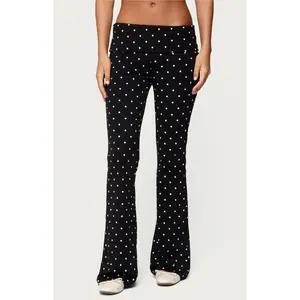 Edikted Women's Daliya Polka Dot Fold Over Flared Leggings