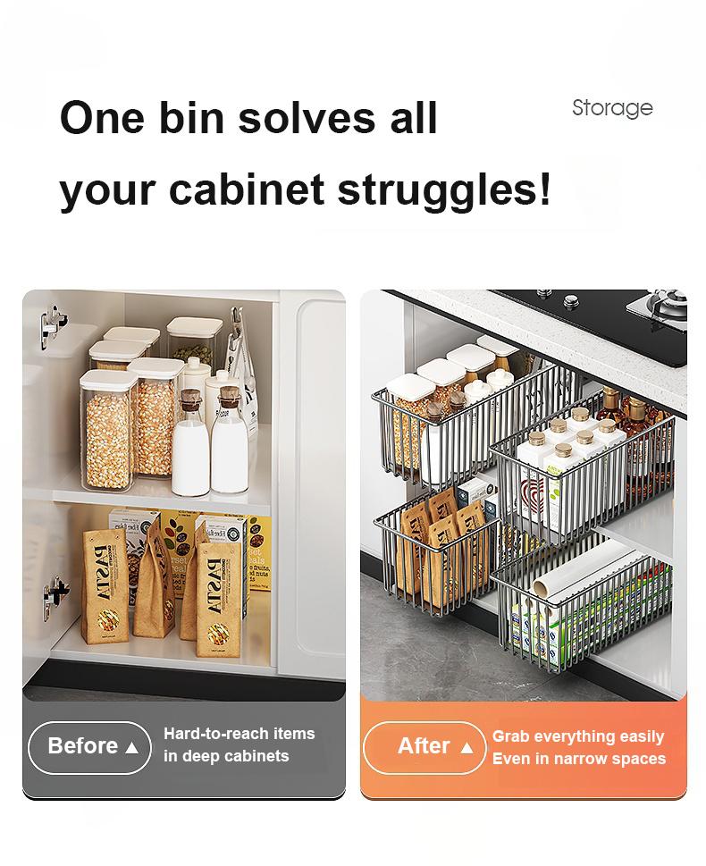 Pull-Out Cabinet Organizer Basket|Under Sink Sliding Storage for Kitchen Cabinets|Clearance Sale|Space Saving Kitchen Organizer Pull-Out Cabinet Organizer Basket|Under Sink Sliding Storage for Kitchen Cabinets|Clearance Sale|Space Saving Kitchen Organizer