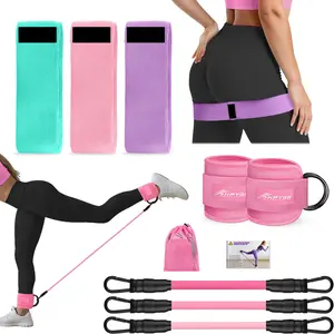 ​Ankle Resistance Bands with Cuffs & Heavy Fabric Booty Bands Set - Pro Glute Workout Equipment for Kickbacks, Hip Thrusts & Squats, Up to 150LB Resistance for Home & Gym​，TikTokShopBlackFriday