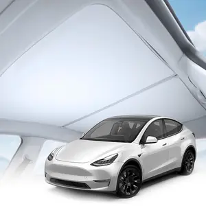 Tesla Car Sunroof Shade, Foldable Front & Rear Glass Sunshade, Car Windshield Sunshade, Compatible with Tesla Model 3/y, Automotive Accessories