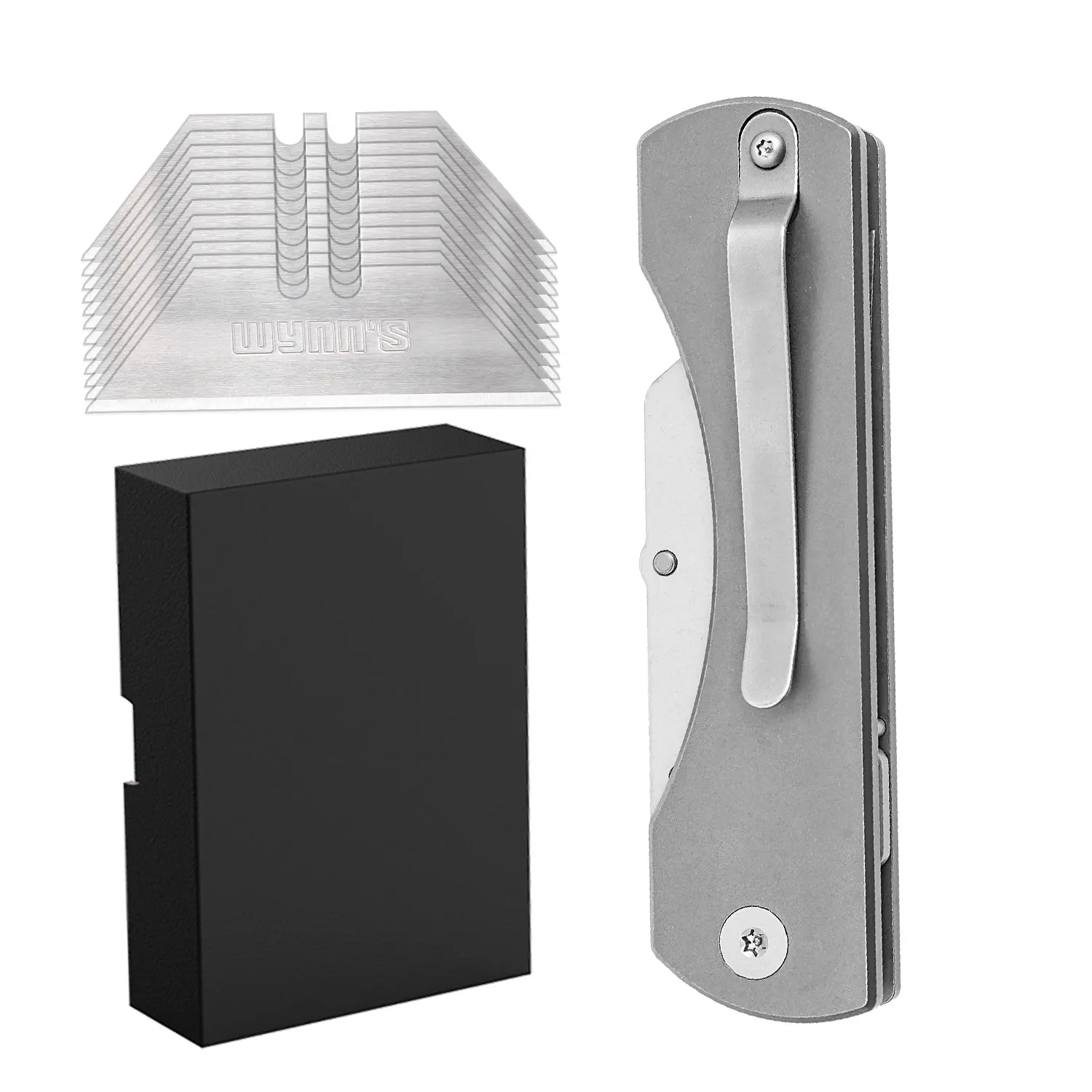 TGZUO V4 Compact Folding Utility Knife - Unisex Adults' EDC Gear Box Cutter with 10 Carbon Steel Replaceable Blades, EDC Pocket Clip, Non-Retractable Blade, Titanium Alloy Components, Inches-Sized Design for Camping