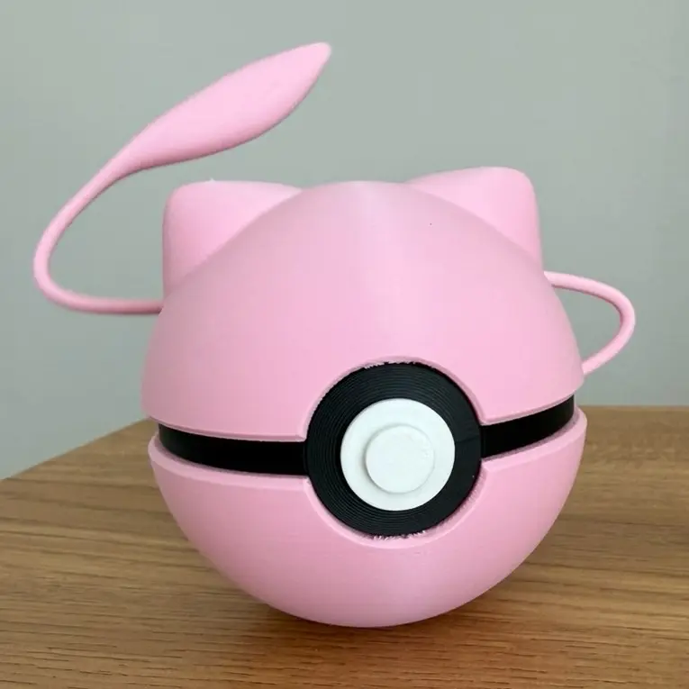 #0151 Mew Ball - High-Quality PLA 3D Printed Pokeball Figurine for Display Officially Licensed by N3D Perfect for Pokémon Fans