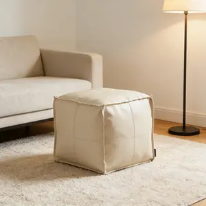 Faux Leather Padless Ottoman Cover Stylish Storage and Soft Seat for Room Living Room Home Decor No Filling Foot Rest Stool