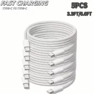 5 Pack USB-C to USB-C data cable 1mm and 2mm Fast Charging