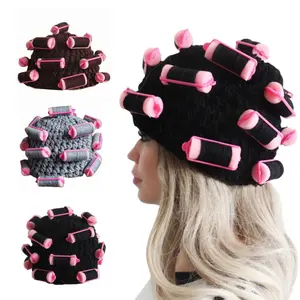 1pc Women Solid Color Curly Beanie Hat, Cute Hair Curler Cap, Warm Knitted Hat For Autumn/Winter Party Outfit