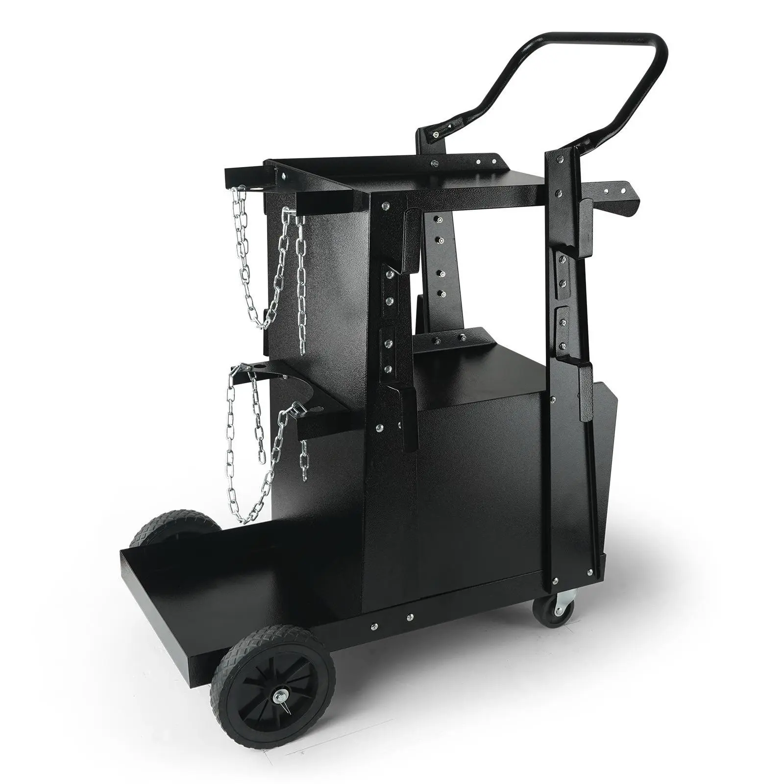 【Summerfinds】VEVOR Welding Cart,  2-Tier Heavy Duty Welder Cart with Anti-Theft Lockable Cabinet, 265LBS Weight Capacity, 360° Swivel Wheels, Tank Storage Safety Chains, Welding Cabinet for TIG, ARC, Plasma Cutter