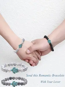 6 Pcs Sea Turtle Beaded Bracelets & Anklets Romantic Beachy & Casual Style (Adjustable, Durable Elastic String, Handmade Natural Texture & Dual Bracelet/Anklet Use) for Couples, Women & Girls (Beach Trips, Summer Vocations & Daily Wear)