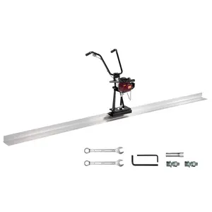 【FathersDayGift】 VEVOR Concrete Power Screed, 4 ft Aluminum Board Straight Edge Bar Set, 4 Stroke Cement Finishing Vibrating Motor with Height Adjustable Handles, High Efficient Concrete Tool 6500RPM
