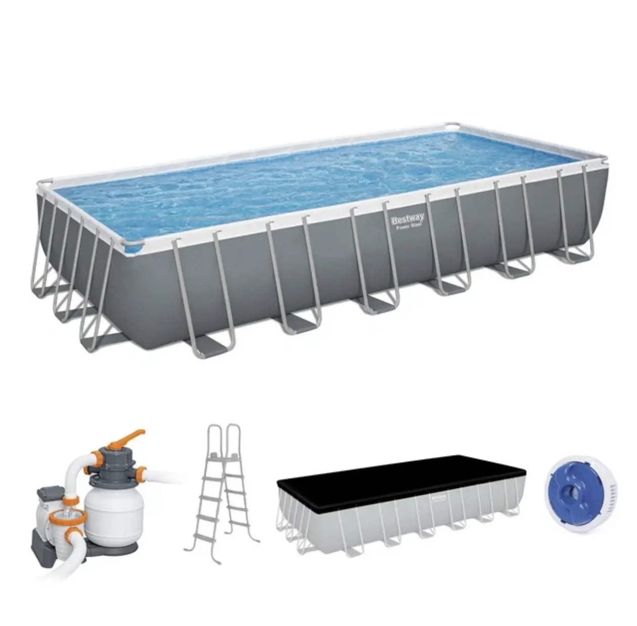 Bestway Power Steel 24' x 12' x 52" Rectangular Above Ground Swimming Pool Set