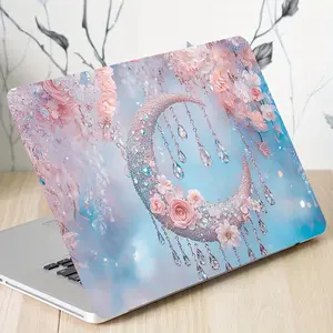 Floral & Moon Pattern Laptop Case, Laptop Cover, Waterproof & Anti-scratch Laptop Skin, Decorative Laptop Protector, Laptop Accessories for Women & Girls
