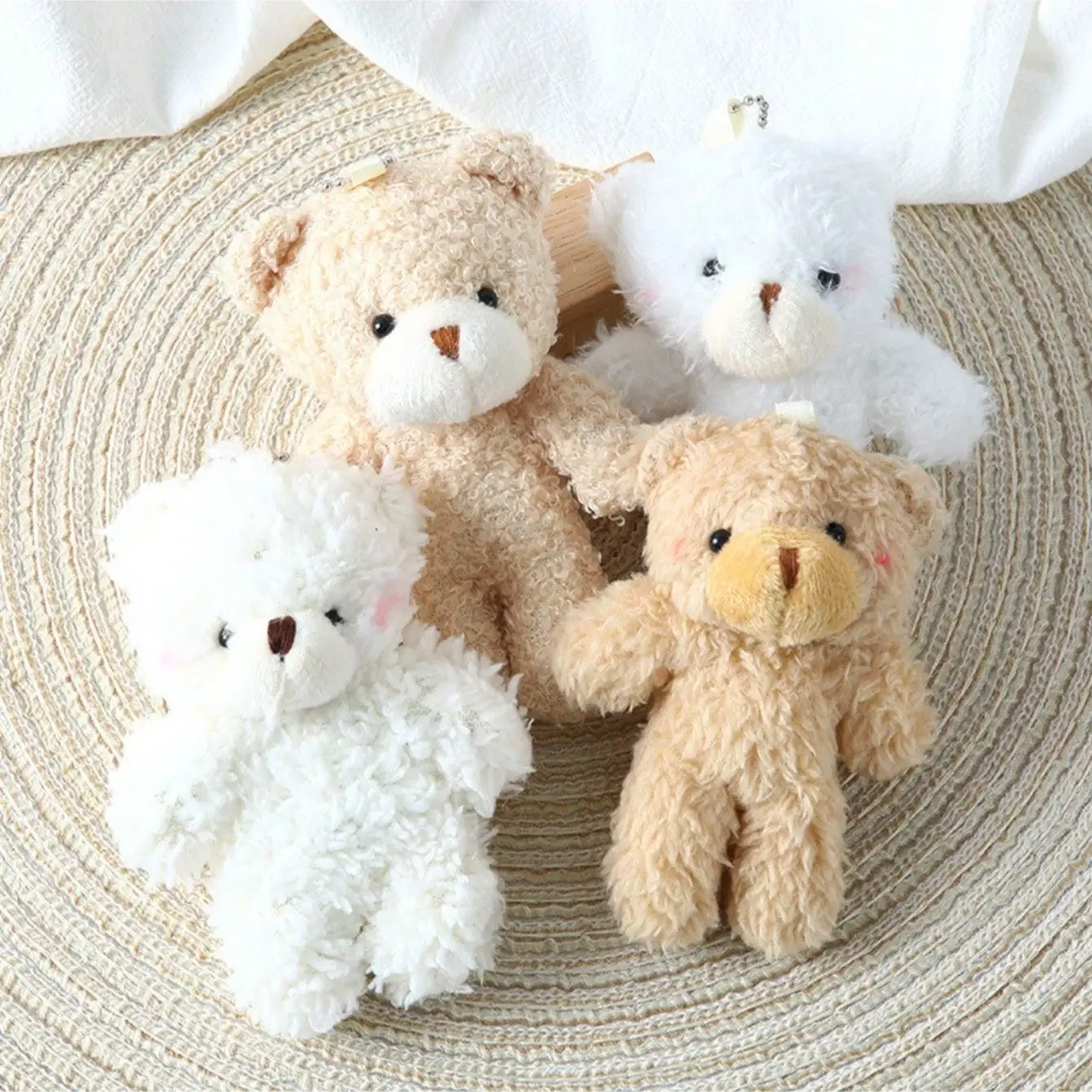 5PCS Plush, Cute Animal Design, Soft Stuffed Blush Big Head Teddy Bear Onesie Blush Bear Plush, Siaman Bear Keychain Pendant Gift, Cute Blush Joint Bear Bag Accessories Pendant, Suitable for Halloween, Christmas Holiday, Teddy Bear