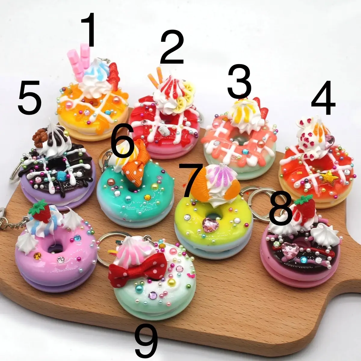 Donut keychains/ cool keychains / food keychains / bag accessories/ beautiful keyrings