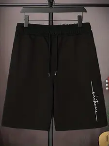 Men's Plus Size Print Drawstring Flat Front Active Shorts Plain Color Oversized Elastic Short Sports Pants for Spring Summer for Big And Tall Guys, PLUS SIZE