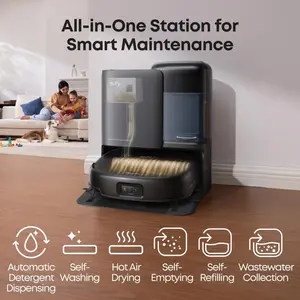 eufy E25 Omni Robot Vacuum-and-Mop Combo,HydroJet System, 20,000Pa Turbo Suction, Zero-Tangle Design, Edge-to-Corner Deep Cleaning, Obstacle Avoidance, Auto-Empty & Self-Cleaning All-in-One Station