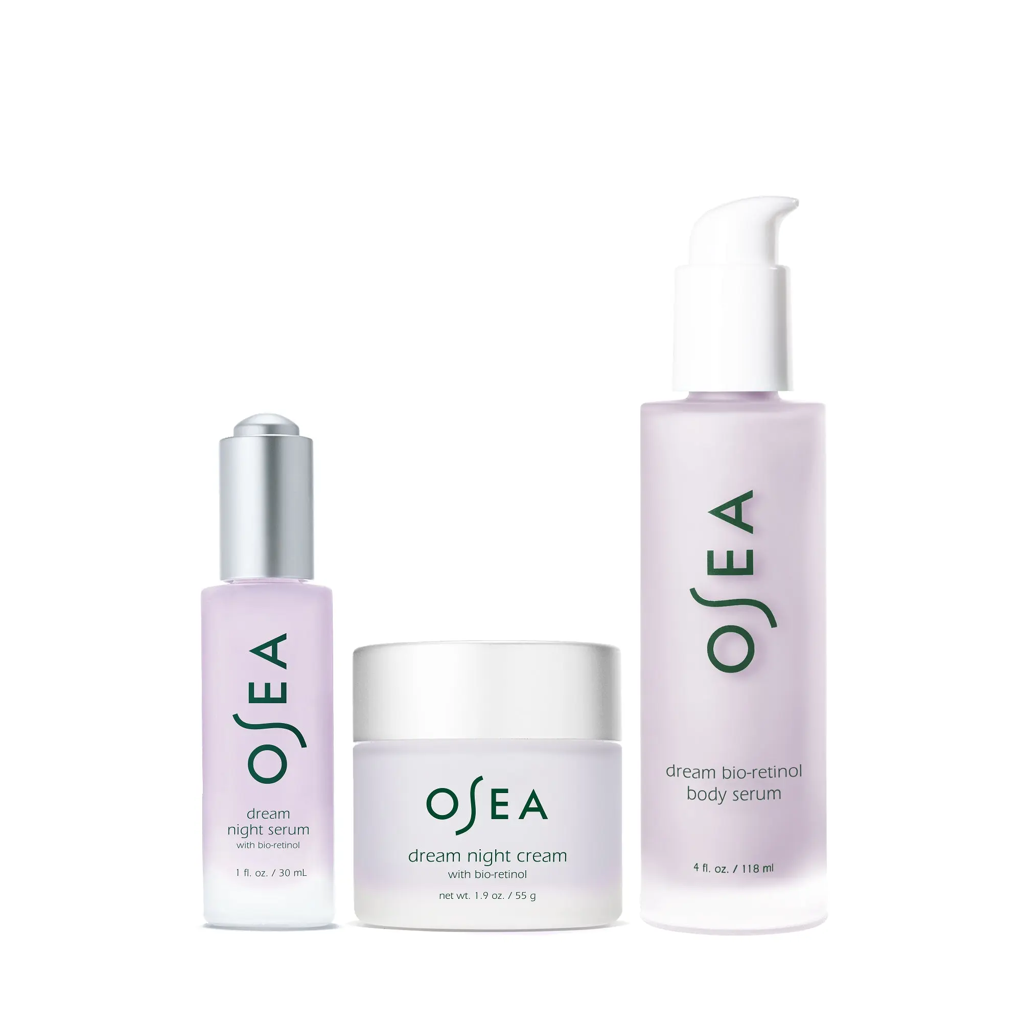 OSEA Dream Bio-Retinol Trio – Overnight Firming Skincare Set with Bio-Retinol, Peptides & Seaweed (Night Serum, Night Cream & Body Serum)