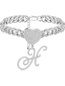 1 Pc Ankle Bracelets for Women - Silver Cursive Initial Cuban Link Anklets for Women 10mm Summer Beach Foot Jewelry Fashionable Jewelry Accessories