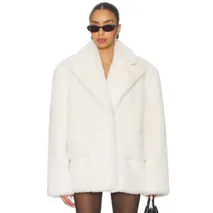 Lovers and Friends Lorelai Faux Fur Coat in Ivory