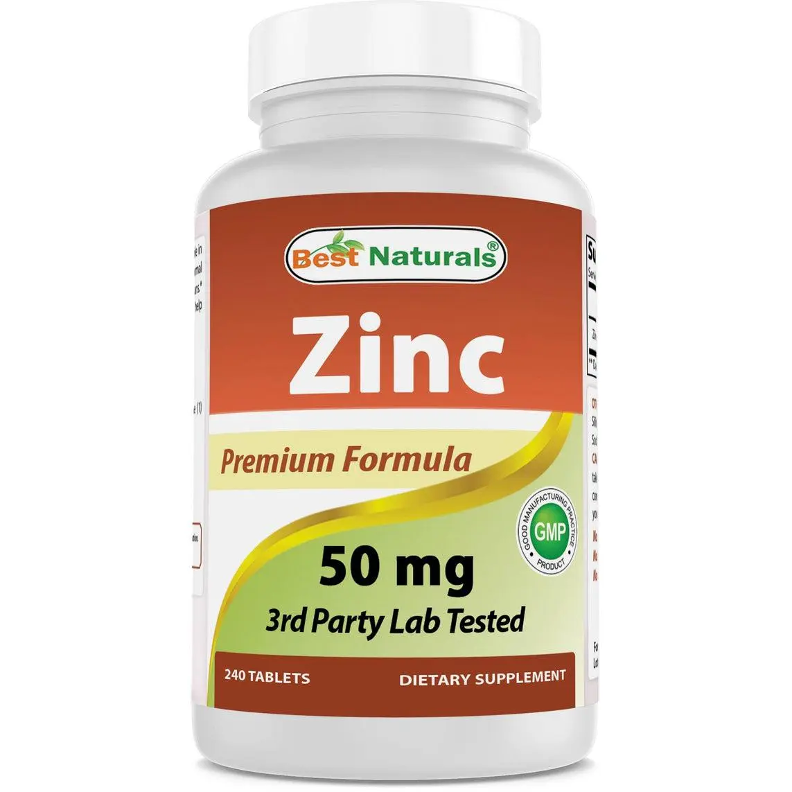 Best Naturals Zinc Supplement as Zinc Gluconate 50mg 240 Tablets