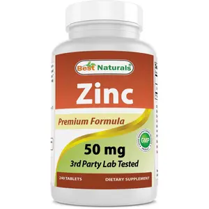 Best Naturals Zinc Supplement as Zinc Gluconate 50mg 240 Tablets